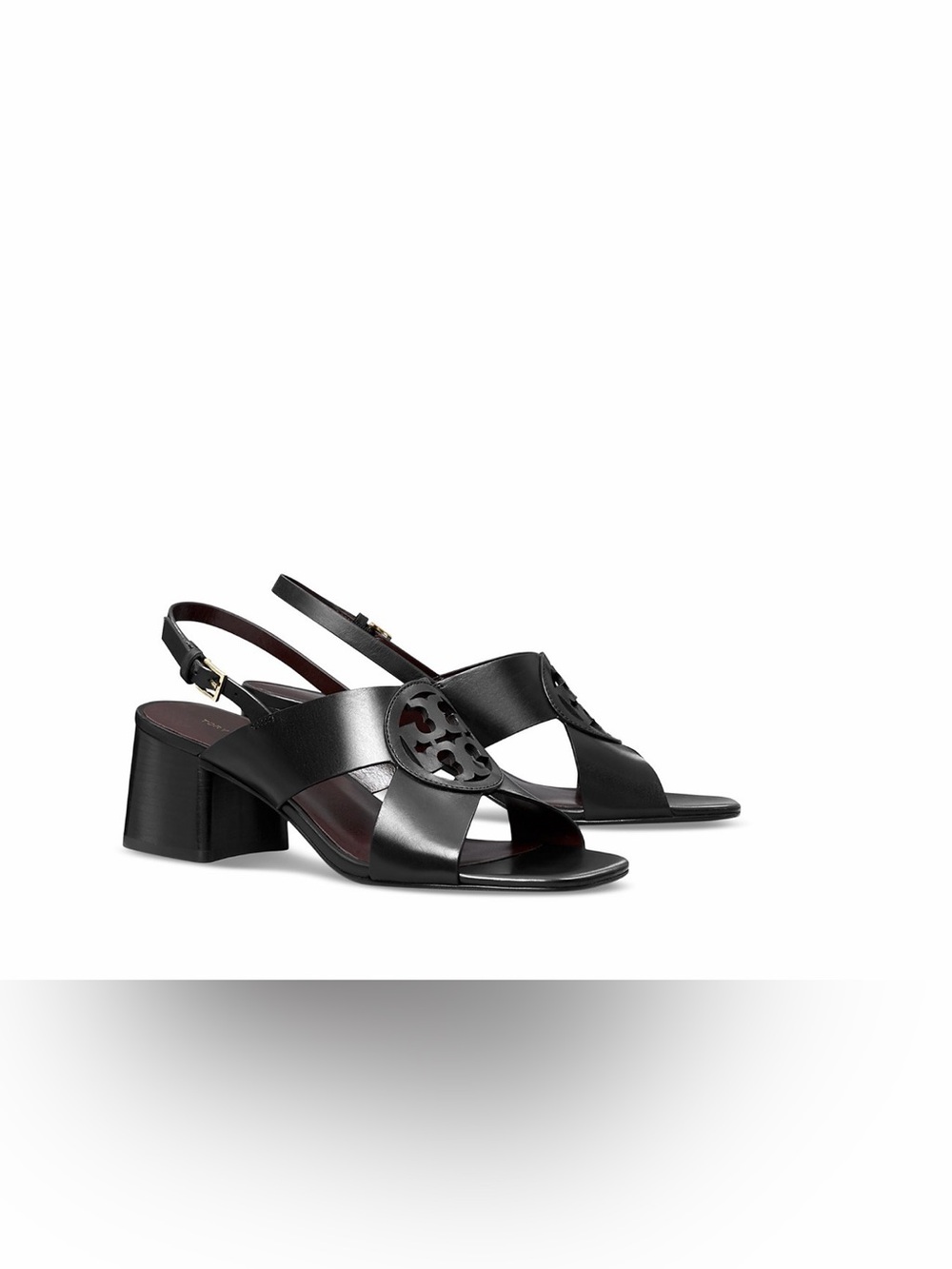 Tory Burch Black Miller Mid Heel Slingback Sandals